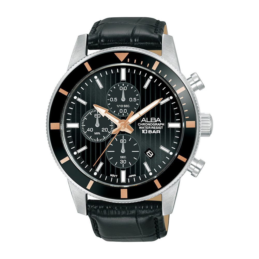 Alba AM3961X1 Black Patterned Dial Chronograph
