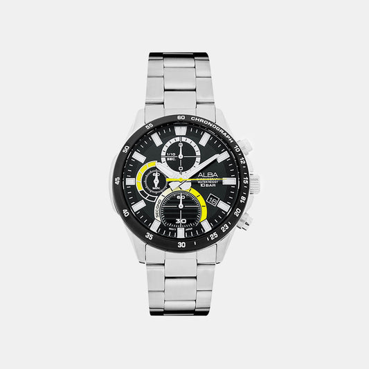 Active Men Quartz Black Dial Chronograph Stainless Steel Watch AM3963X1