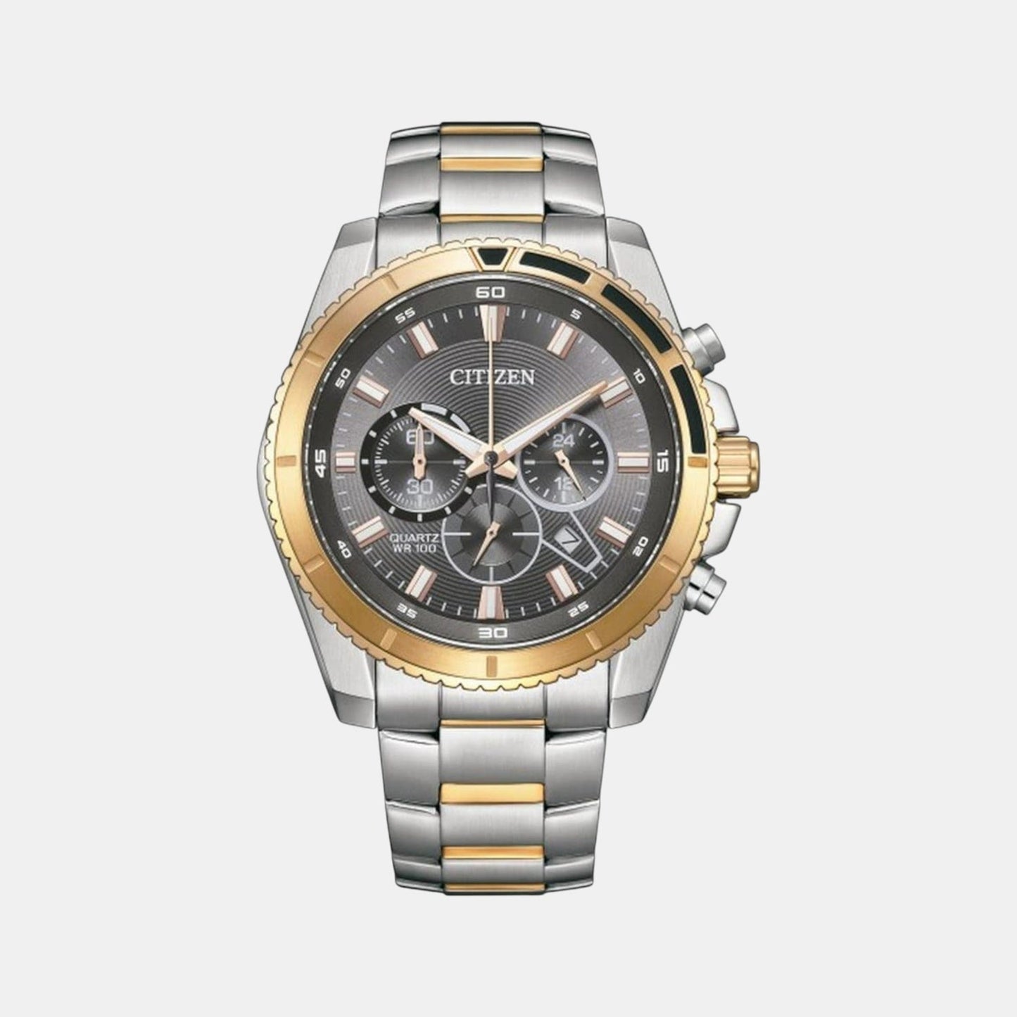 Men Quartz Grey Dial Chronograph Stainless Steel Watch AN8204-59H
