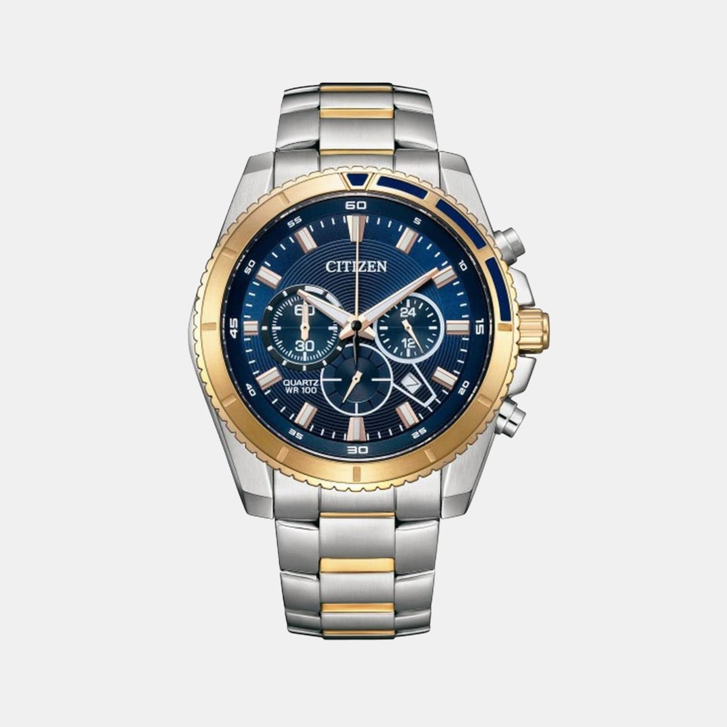 Men Quartz Blue Dial Chronograph Stainless Steel Watch AN8206-53L