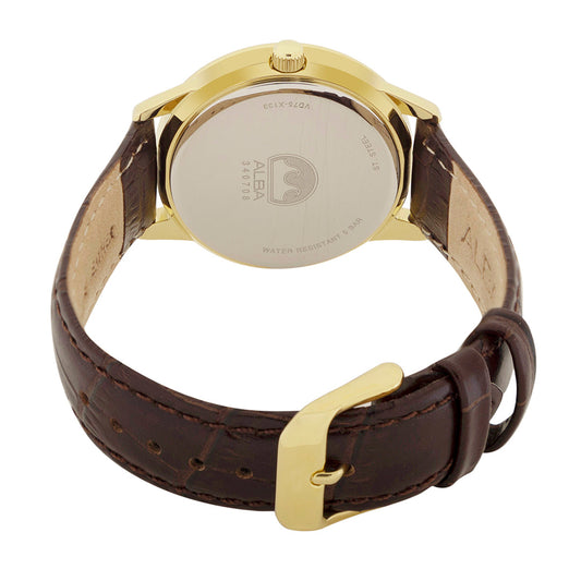 AP6718X1 White Ripple Dial with Brown Leather Strap