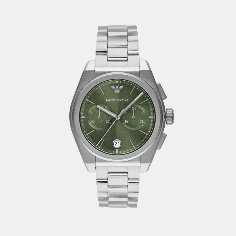 Men Quartz Green Dial Chronograph Stainless Steel Watch AR11640