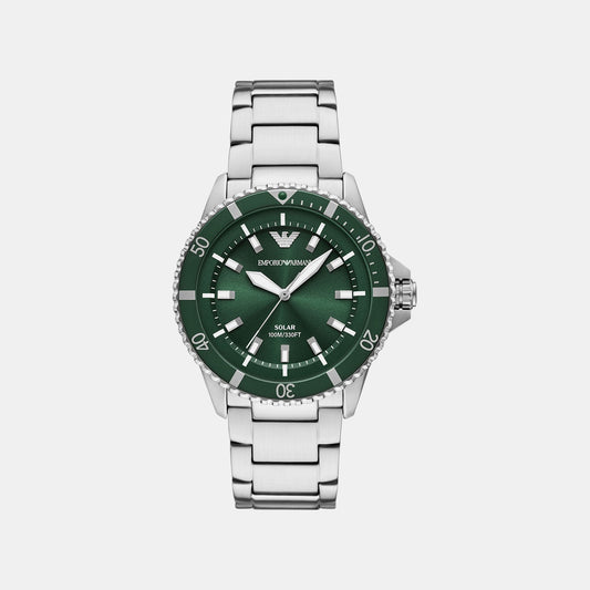 World Explorer Men Solar Green Dial Analog Stainless Steel Watch AR11698