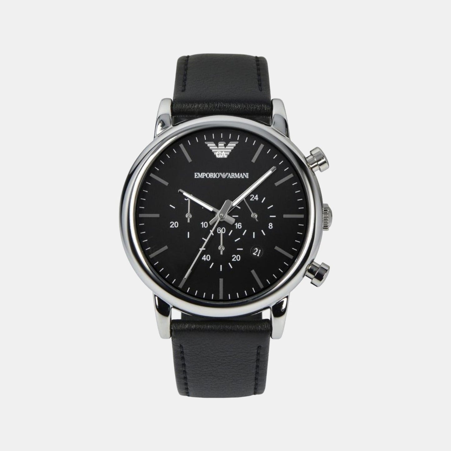 Luigi Men Quartz Black Dial Chronograph Leather Watch AR1828
