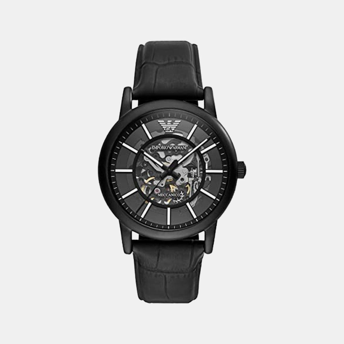 Luigi Men Automatic Black Dial Chronograph Leather Watch AR60008