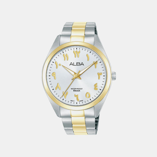Men Quartz White Dial Analog Stainless Steel Watch ARX158X1