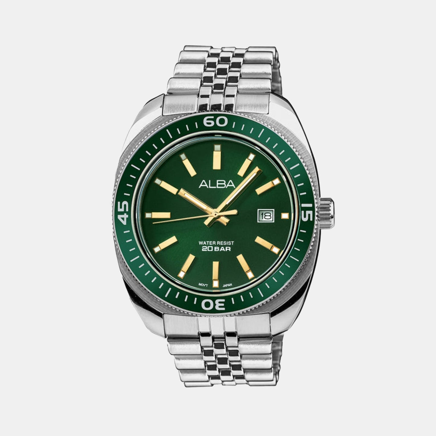 Men Quartz Green Dial Chronograph Stainless Steel Watch AS9T77X1