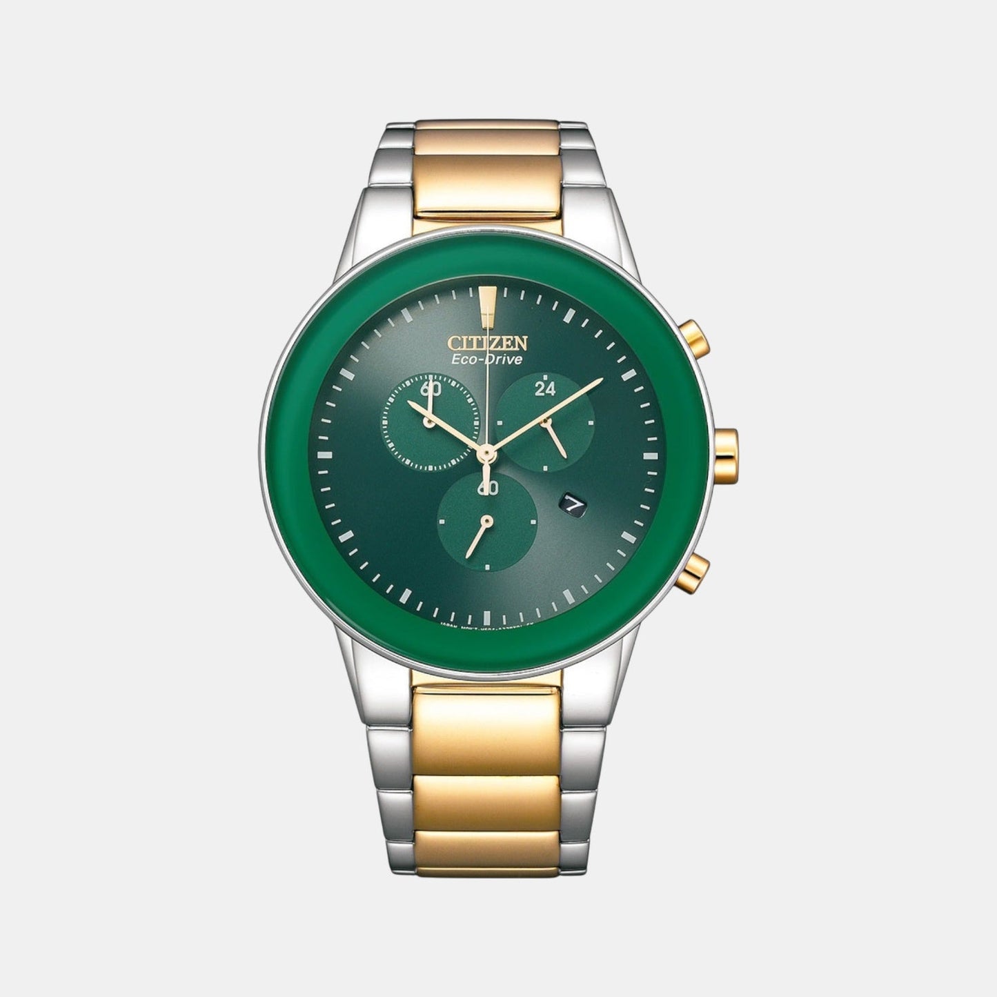Axiom Men Quartz Green Dial Chronograph Stainless Steel Watch AT2244-84X