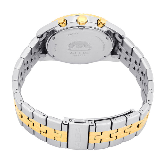 Alba AT3H14X1 White+Gold Dial Chronograph
