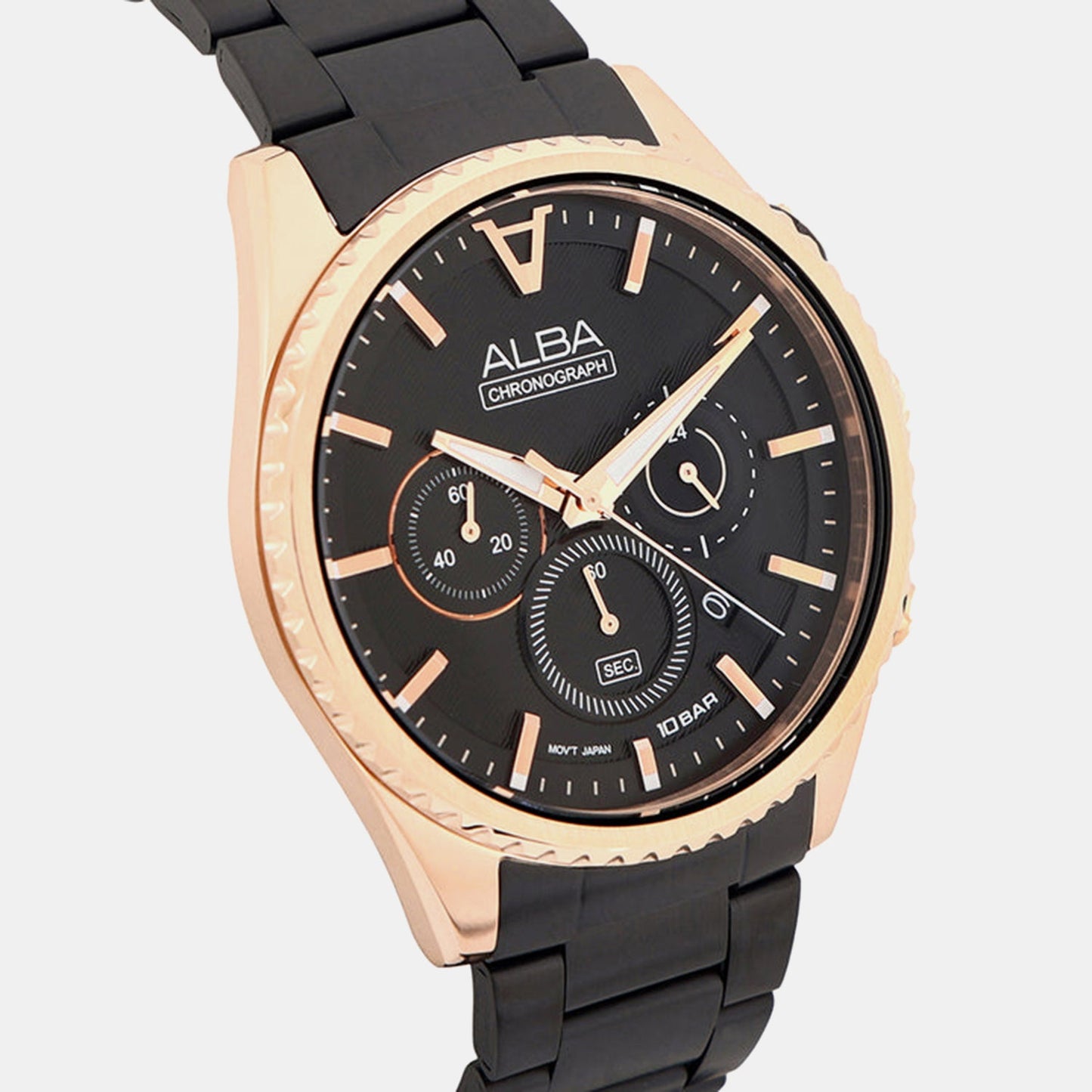 Signa Men Quartz Black Dial Chronograph Stainless Steel Watch AT3H80X1