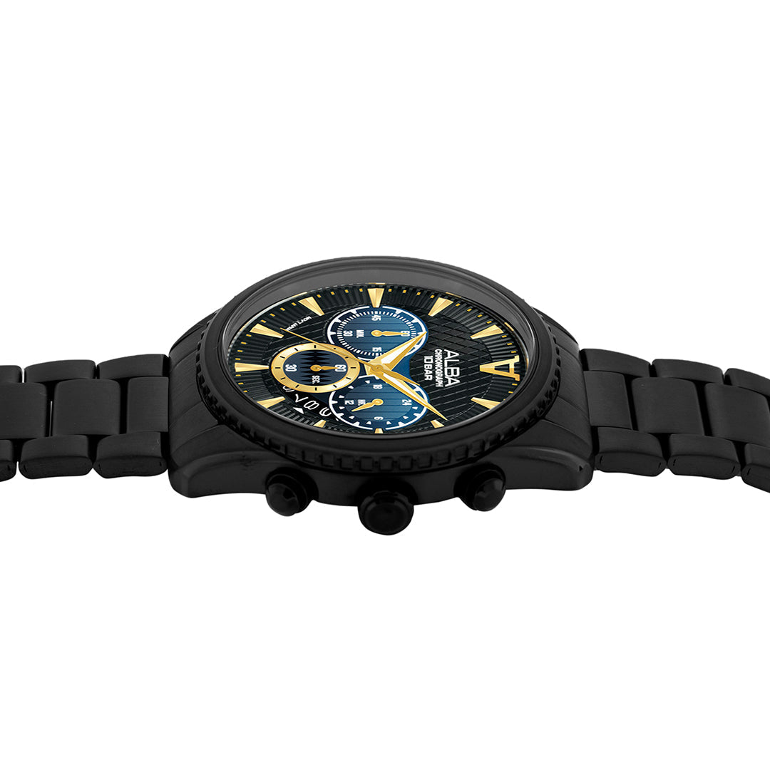 Alba AT3J09X1 Black Textured Dial Chronograph