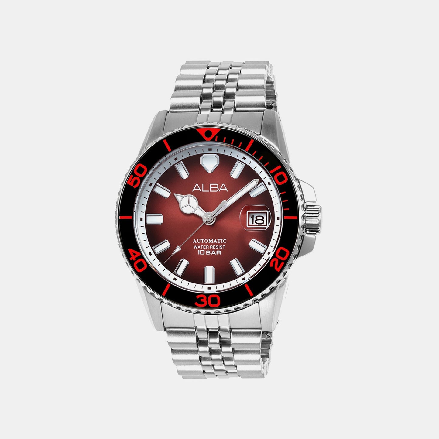 Men Automatic Burgundy Dial Analog Stainless Steel Watch AU4055X1