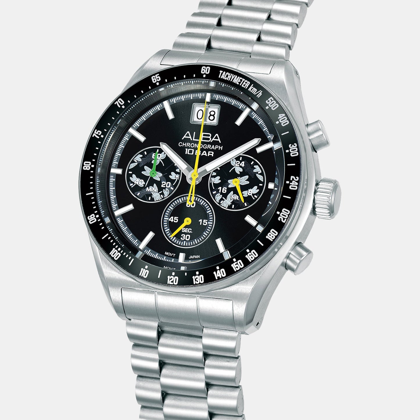 Men Quartz Black Dial Chronograph Stainless Steel Watch AU5025X2
