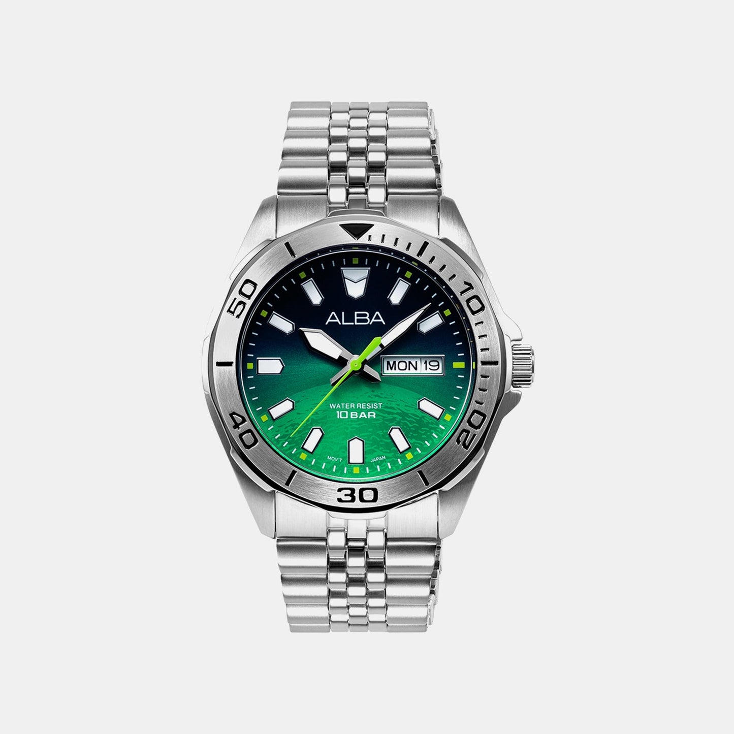 Men Quartz Green Dial Analog Stainless Steel Watch AV3579X1