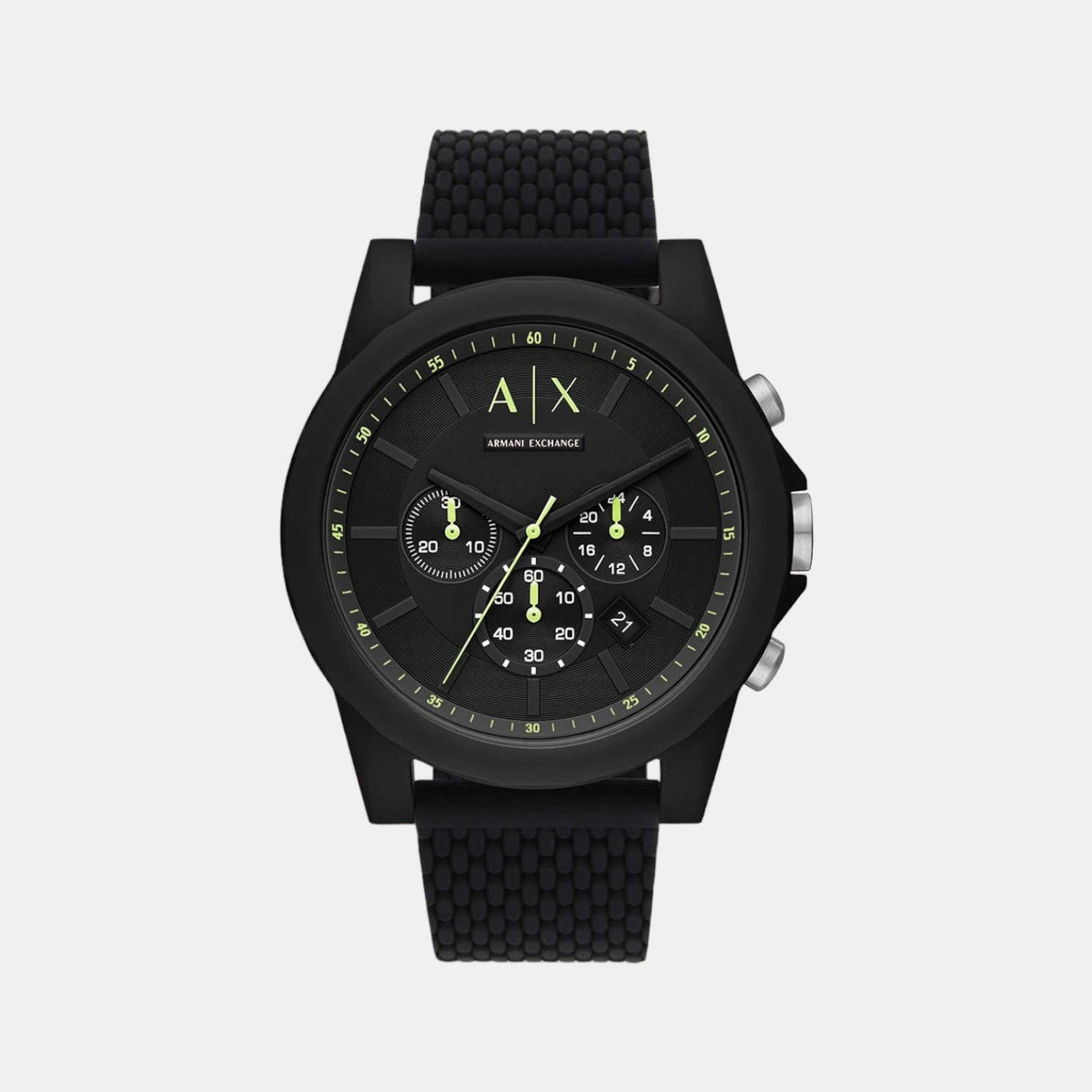 Outerbanks Men Quartz Black Dial Chronograph Silicone Watch AX1344