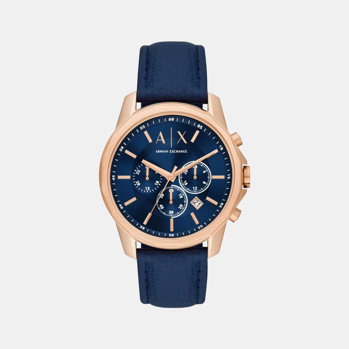 Banks Men Quartz Blue Dial Chronograph Leather Watch AX1723