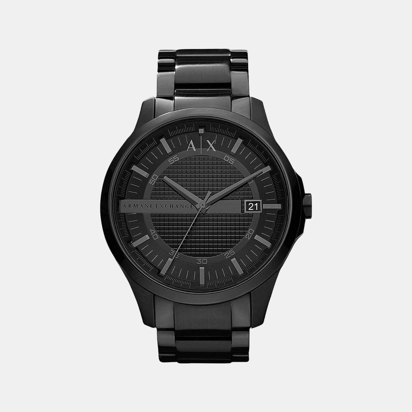 Hampton Men Quartz Black Dial Analog Stainless Steel Watch AX2104
