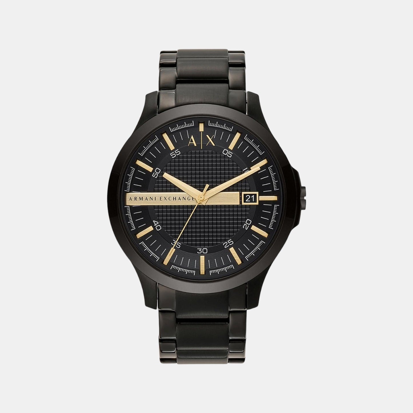 Hampton Men Quartz Black Dial Analog Stainless Steel Watch AX2413