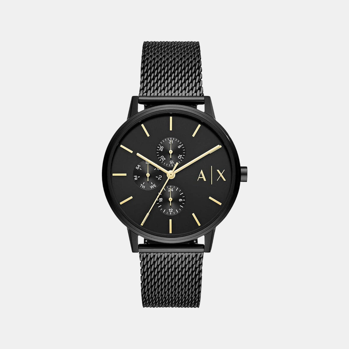 Cayde Men Quartz Black Dial Chronograph Mesh Watch AX2716