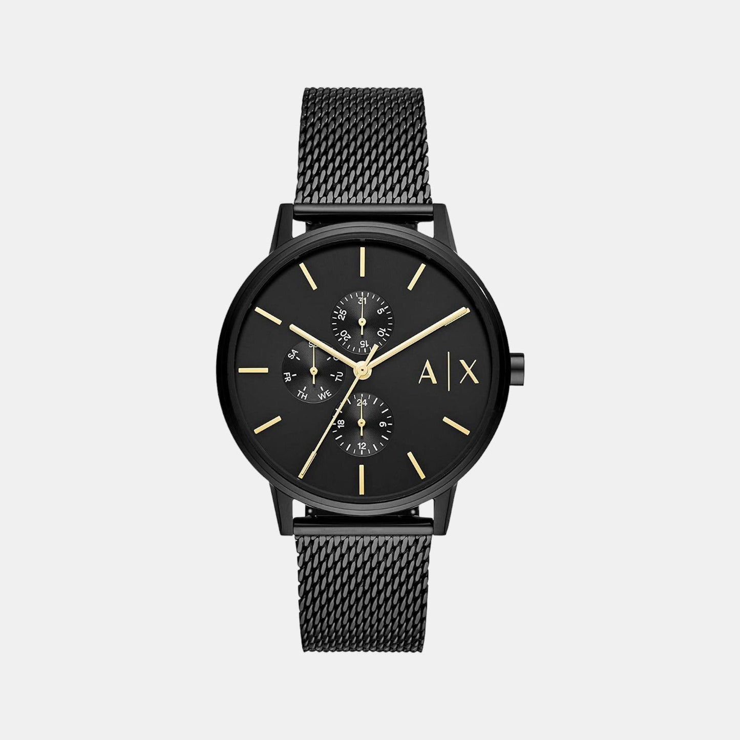 Cayde Men Quartz Black Dial Chronograph Mesh Watch AX2716