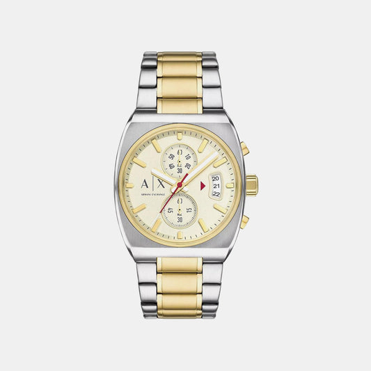 Men Quartz Cream Dial Analog Stainless Steel Watch AX2821