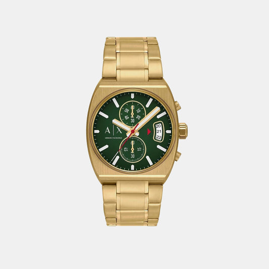 Men Quartz Green Dial Analog Stainless Steel Watch AX2822