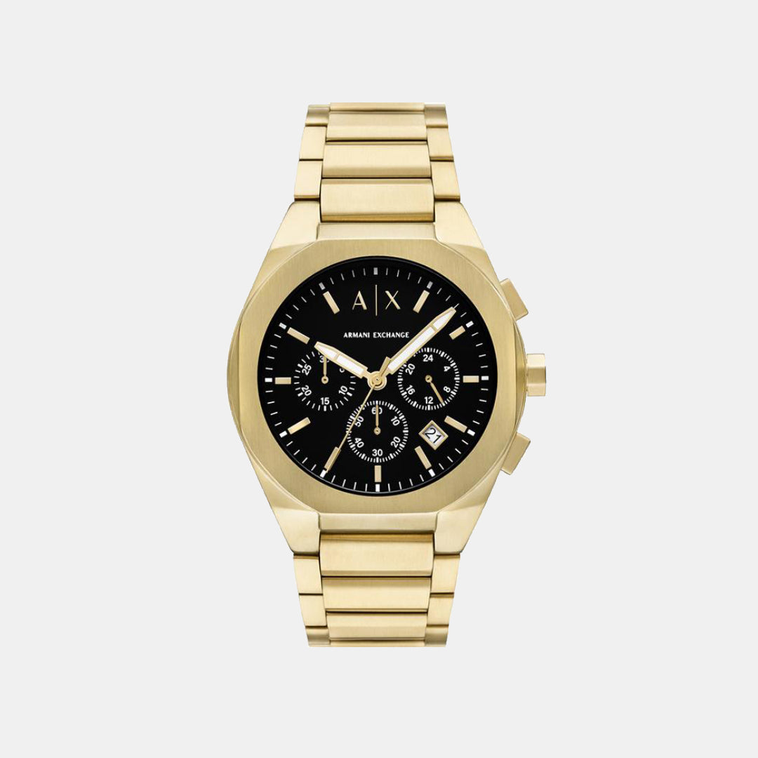 Na Men Quartz Black Dial Chronograph Stainless Steel Watch AX4180