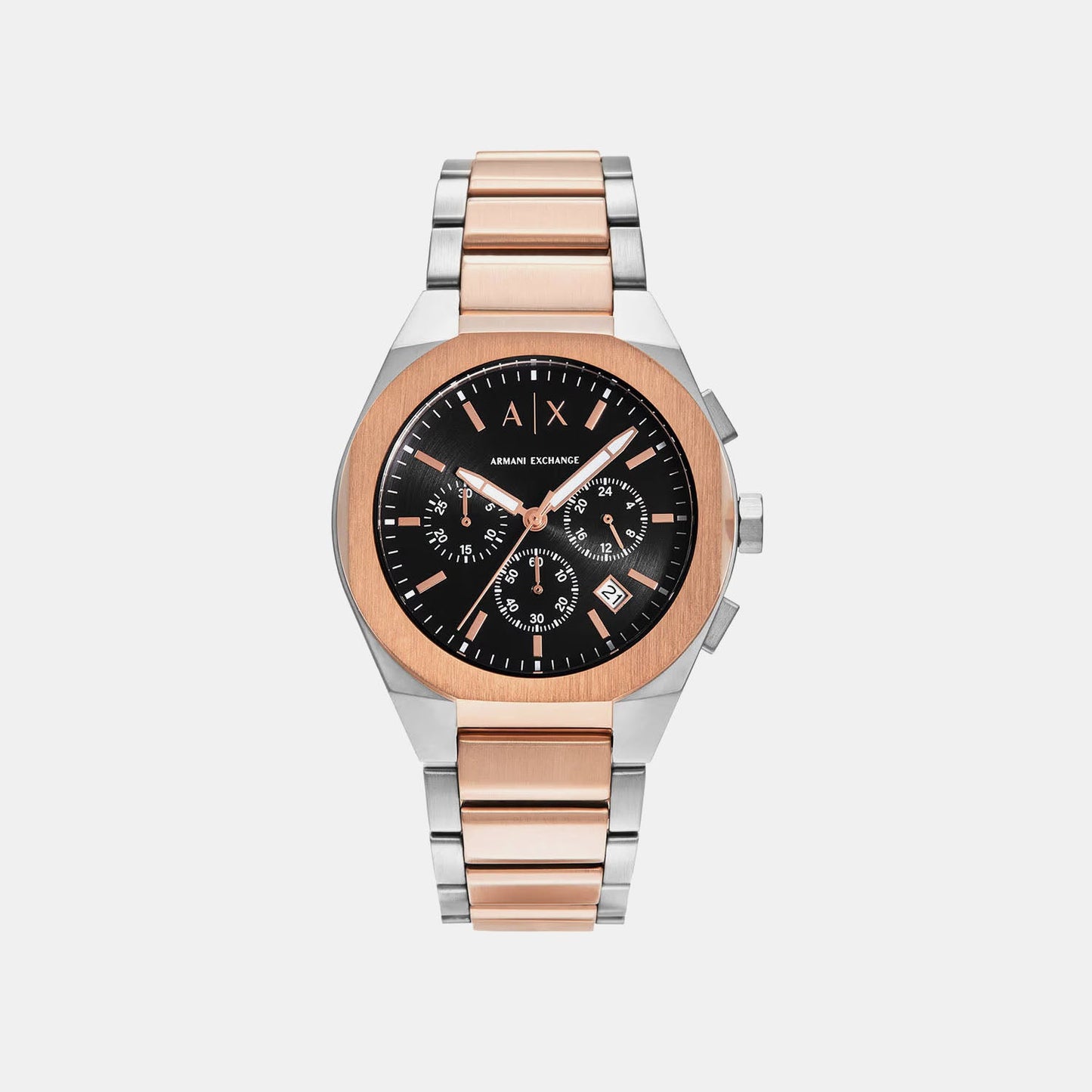 Na Men Quartz Black Dial Chronograph Stainless Steel Watch AX4181