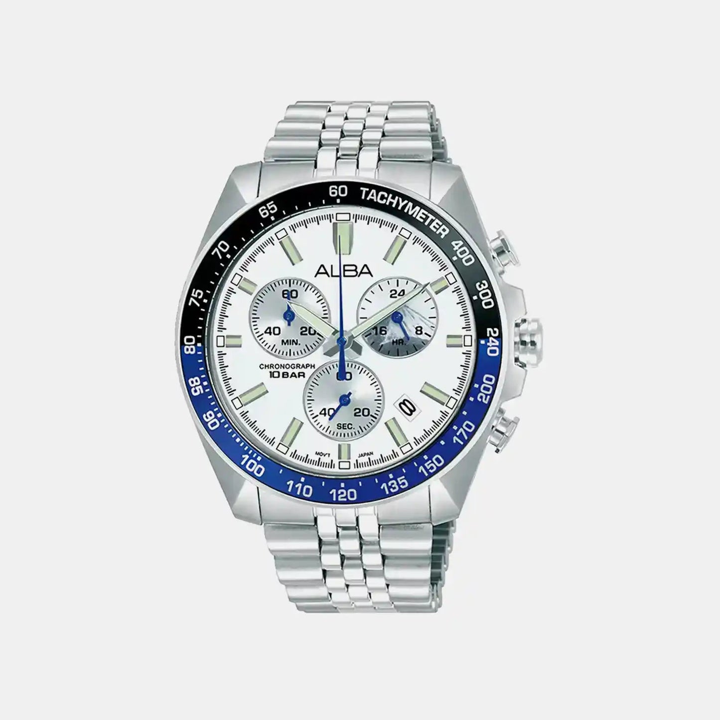 Men Quartz Blue Dial Chronograph Stainless Steel Watch AX7029X1
