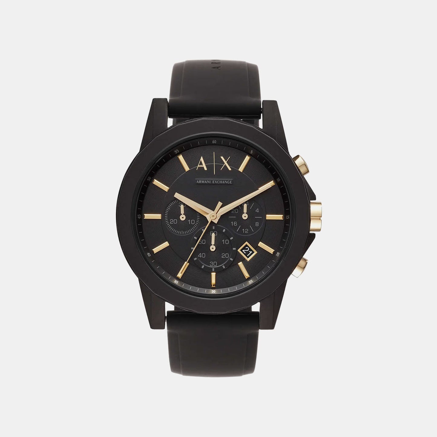 Outerbanks Men Quartz Black Dial Chronograph Silicone Watch AX7105