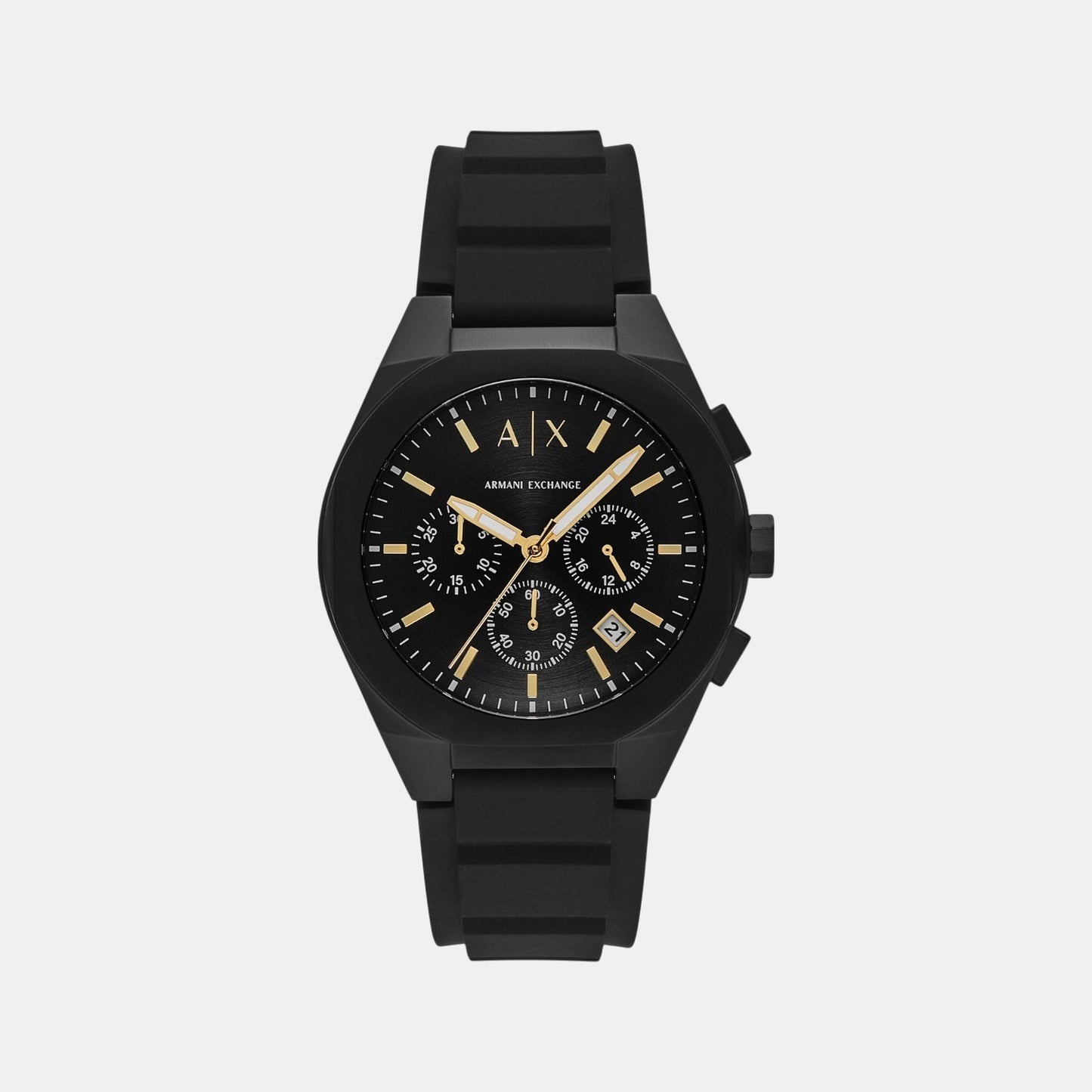 Men Quartz Black Dial Chronograph Silicone Watch AX7165SET
