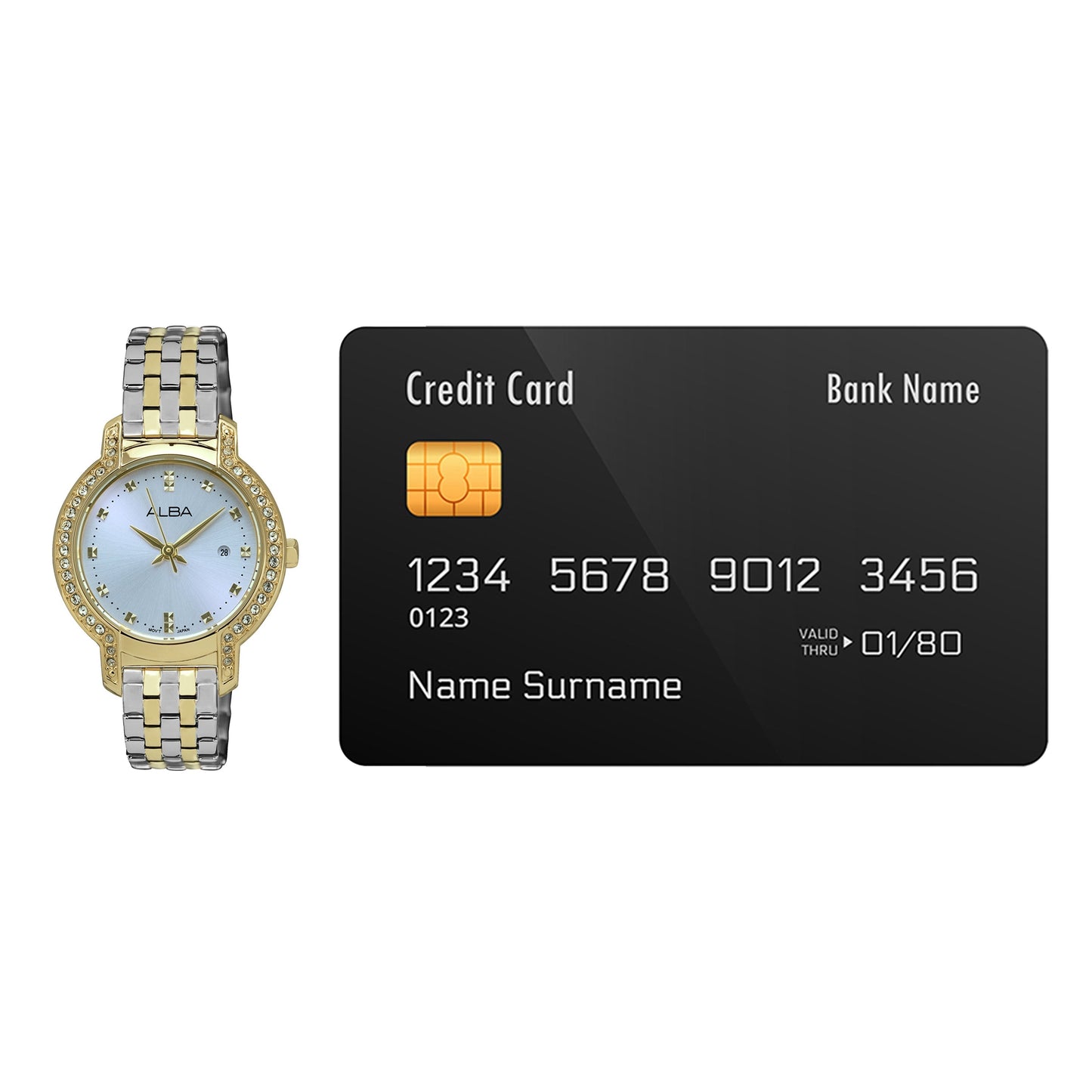 AH7CM2X1 Gold Case Encrusted With Crystals