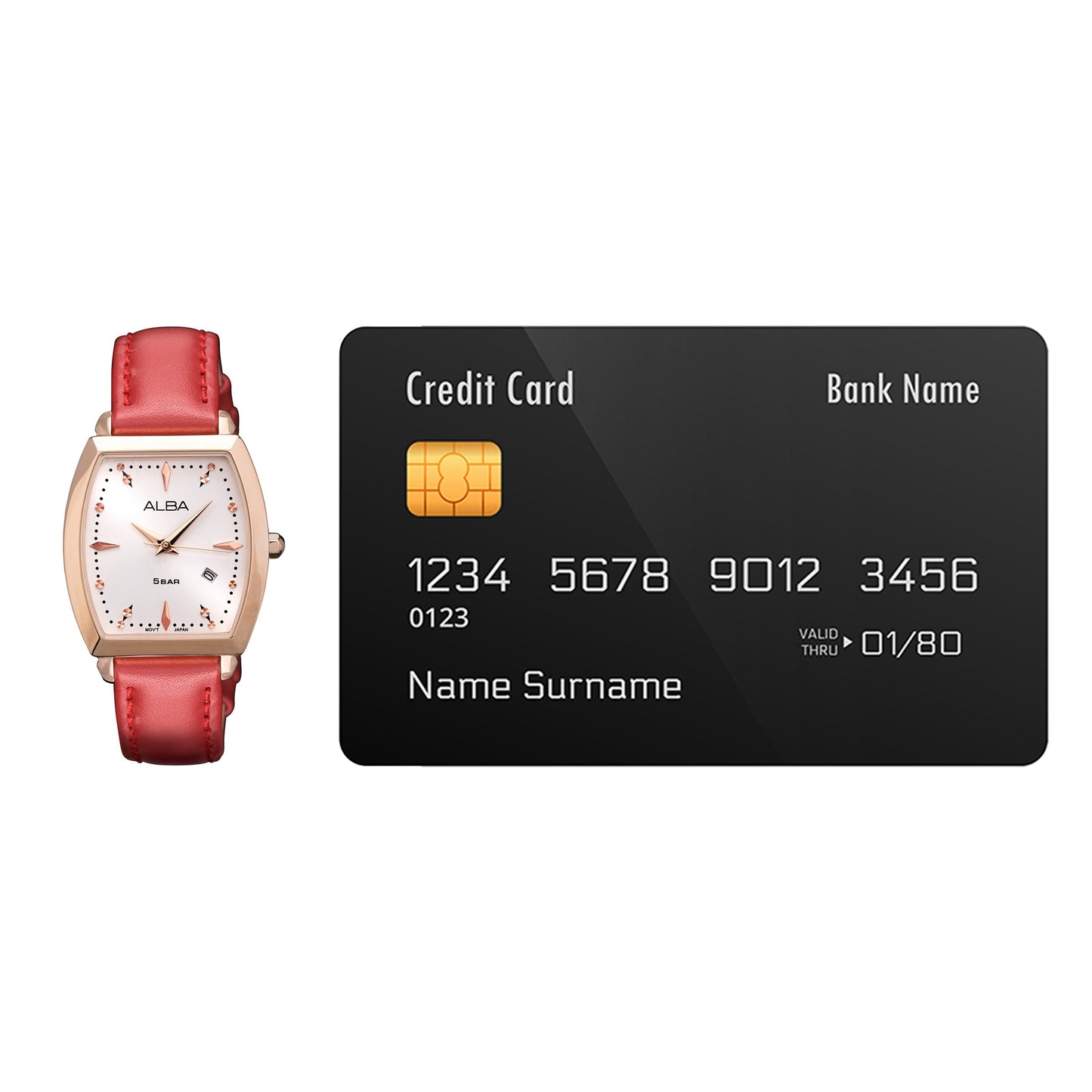 AH7CT2X1 Rose Gold With Red Leather Straps