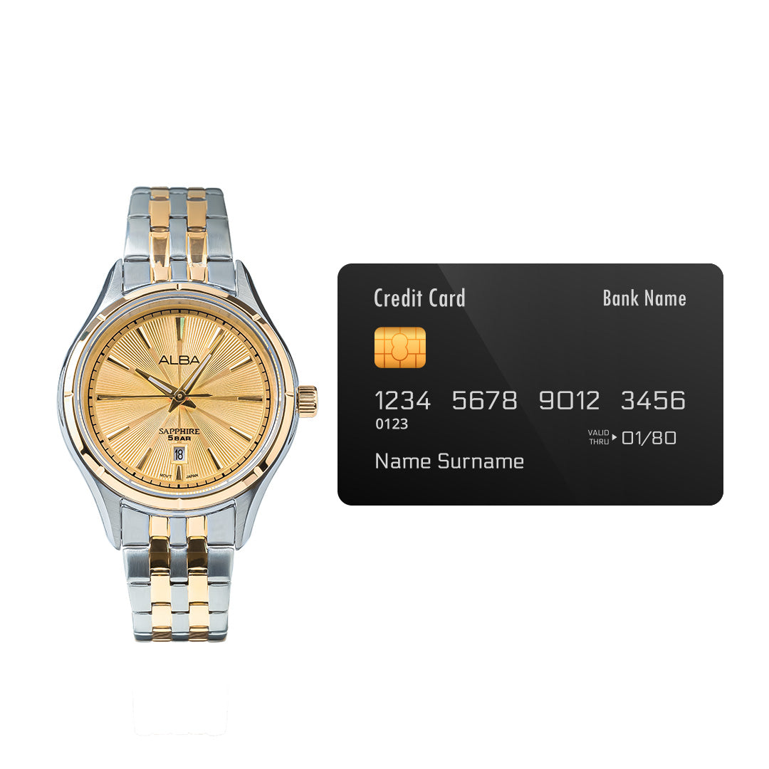 AH7CY2X1 Golden Poppy Patterned Dial Ladies Watch