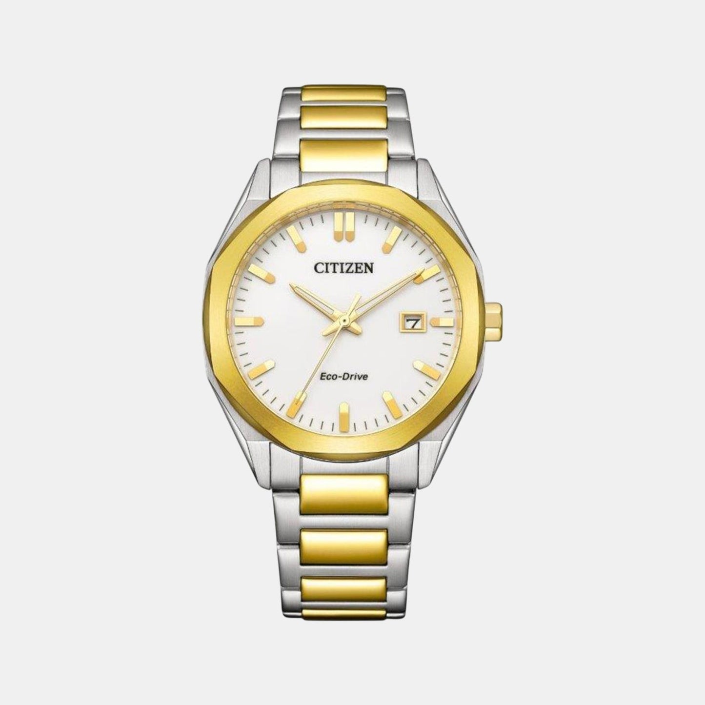 Eco-Drive Men Quartz White Dial Analog Stainless Steel Watch BM7624-82A