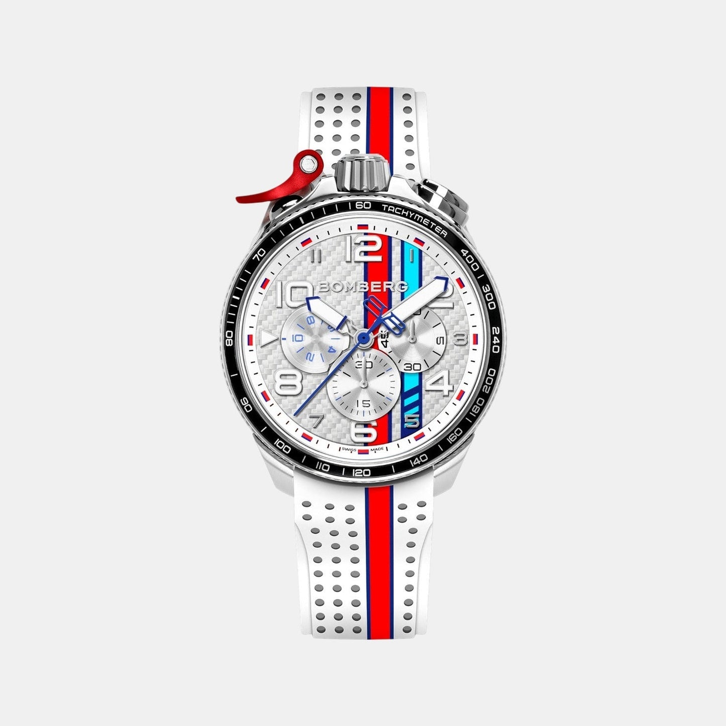 Racing Carbon Men Quartz White Dial Chronograph Silicone Watch BS45CHSP.059-32.12