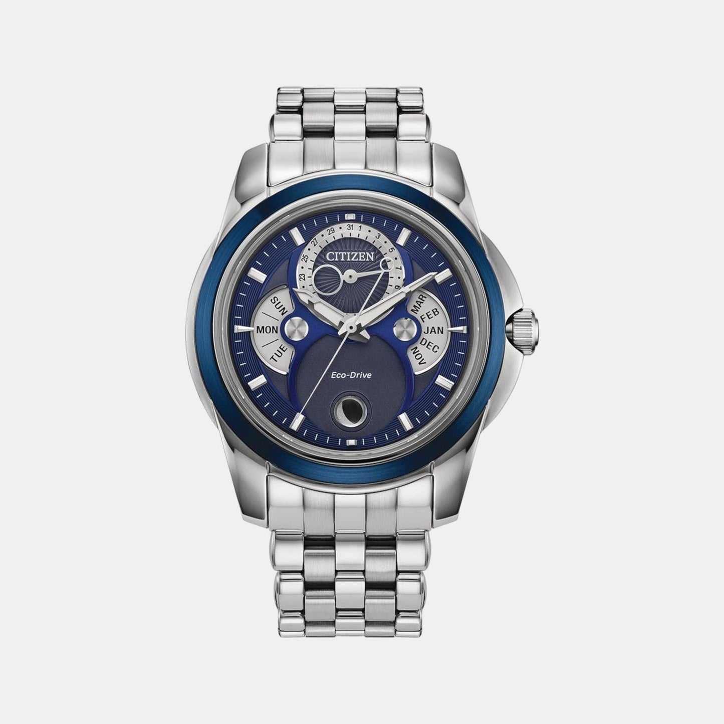 Calendrier Men Quartz Blue Dial Analog Stainless Steel Watch BU0088-51H