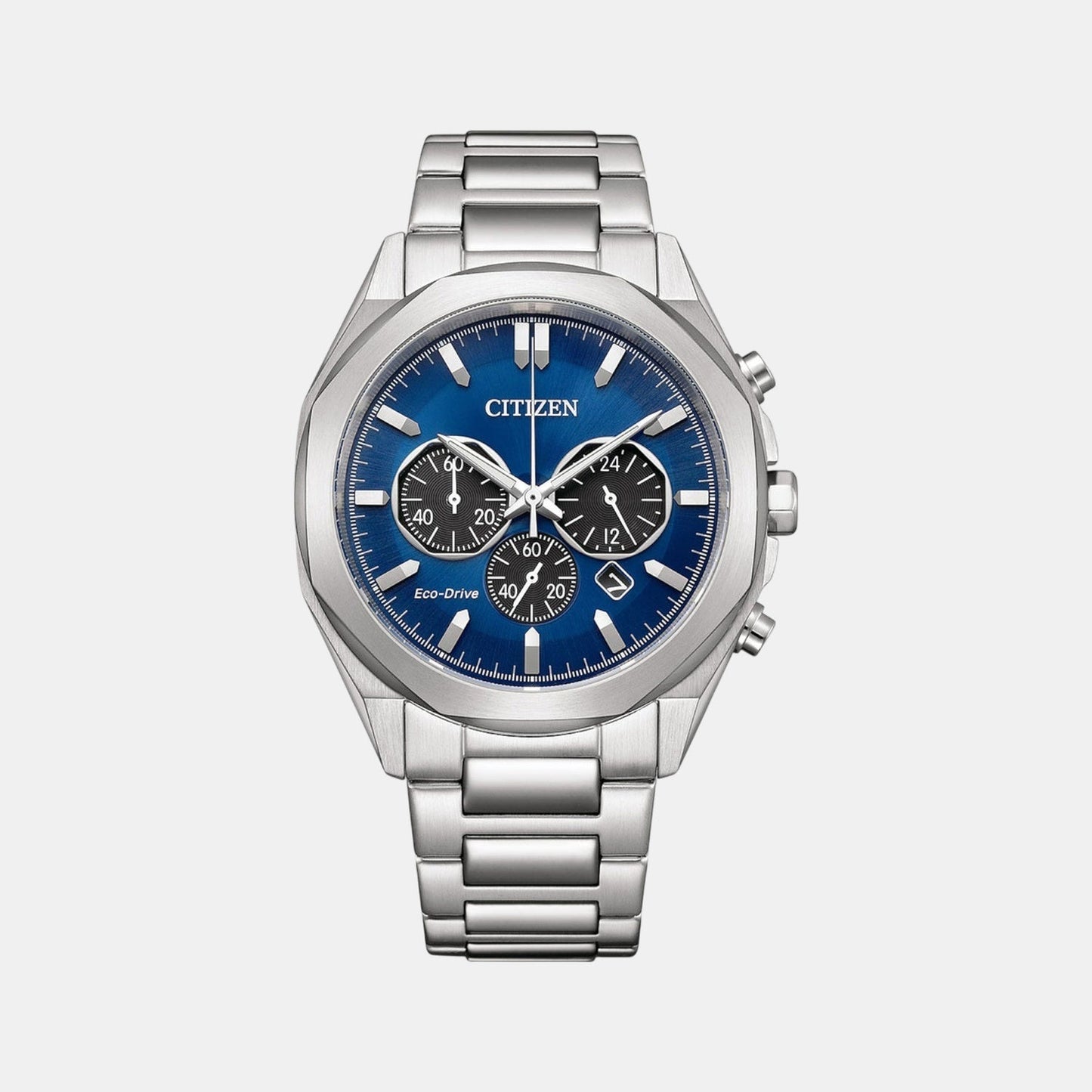 Eco-Drive Men Quartz Blue Dial Chronograph Stainless Steel Watch CA4590-81L