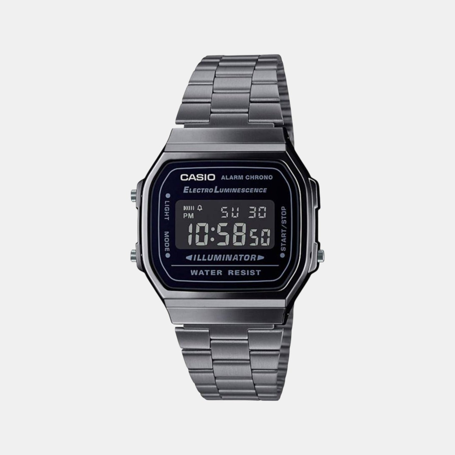 Vintage Unisex Quartz Black Dial Digital Stainless Steel Watch D182