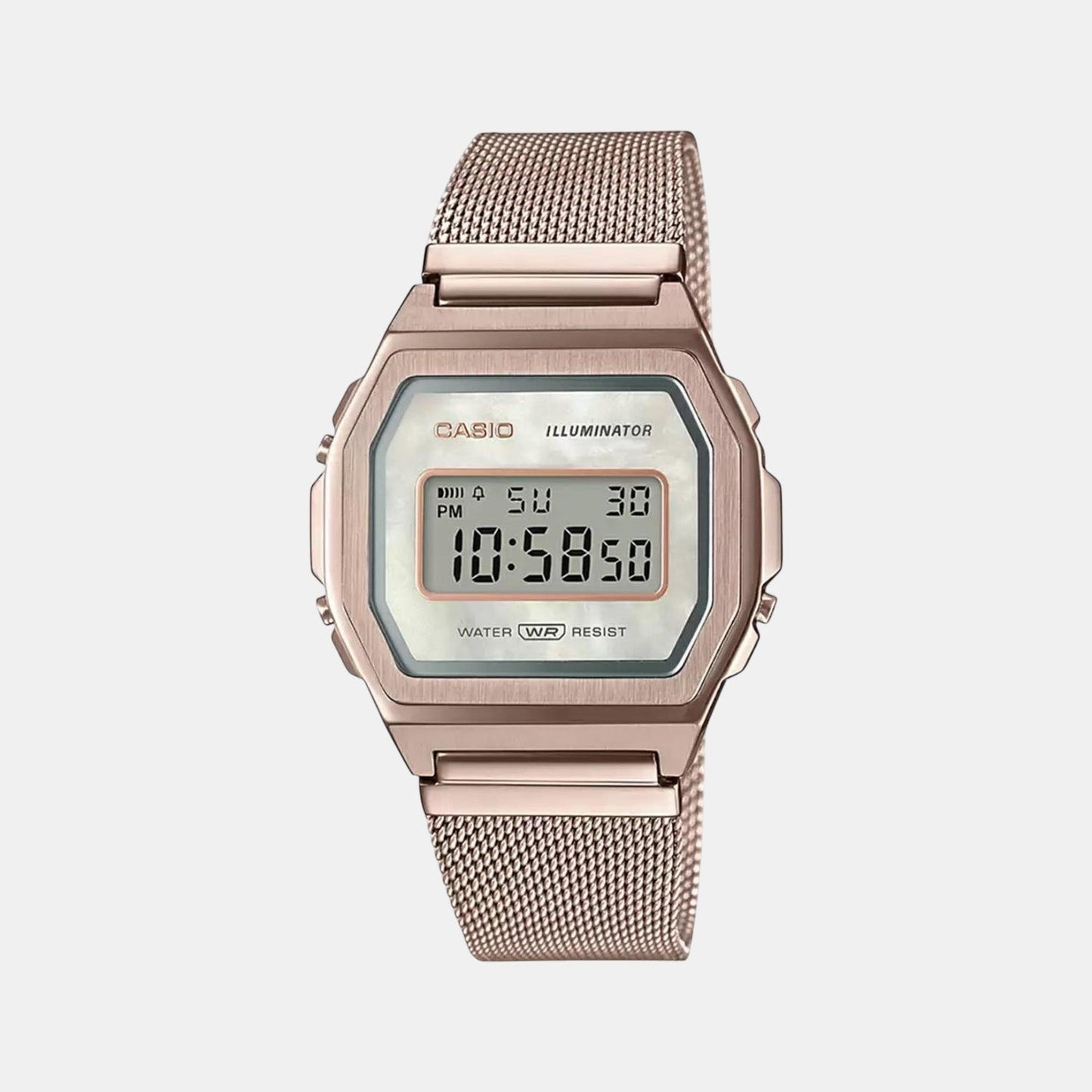 Vintage Unisex Quartz Rose Gold Dial Digital Stainless Steel Watch D195
