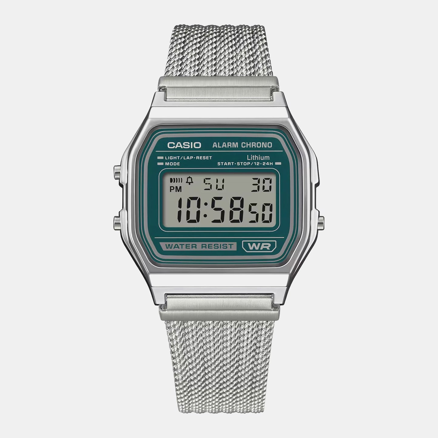 Unisex Quartz Green Dial Digital Stainless Steel Watch D413