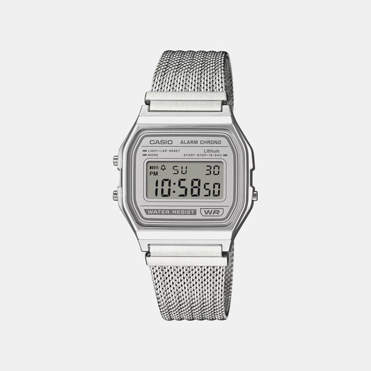 Vintage Unisex Quartz Grey Dial Digital Stainless Steel Watch D414