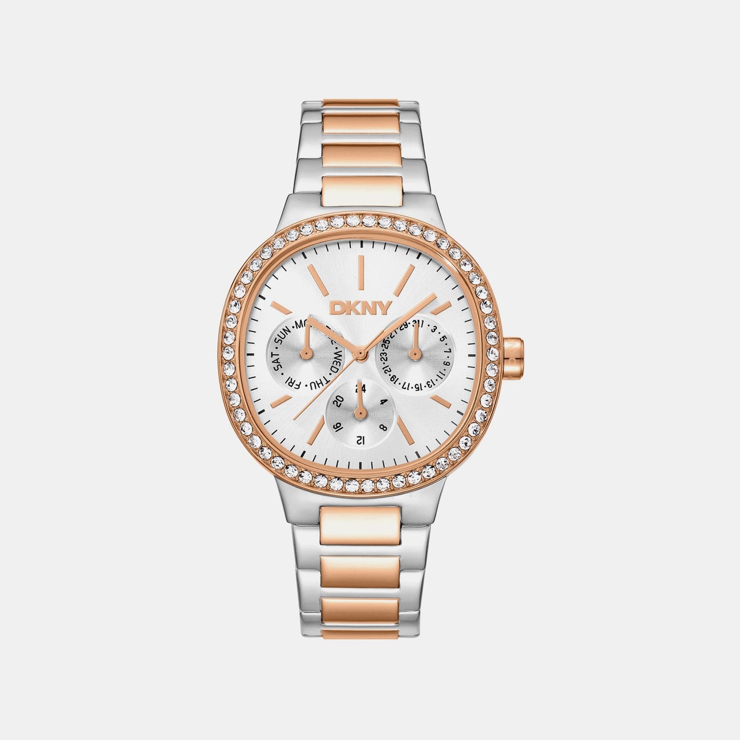 Evening Women Quartz Silver Dial Multi-Function Stainless Steel Watch DK1L084M0095