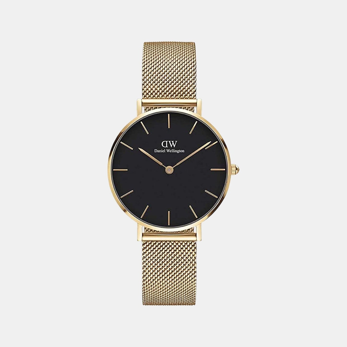 Petite Women Quartz Black Dial Analog Mesh Watch DW00100347K
