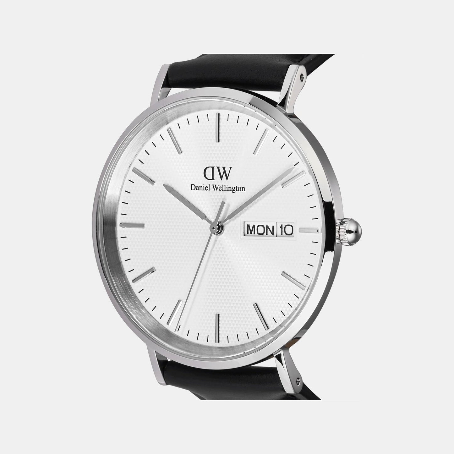 Classic Day Date Men Quartz White Dial Analog Leather Watch DW00100832K