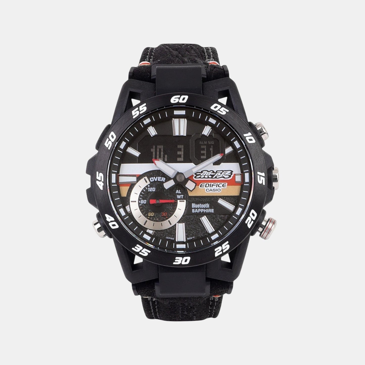 Edifice Men Quartz Black Dial Analog-Digital Leather Watch ED592