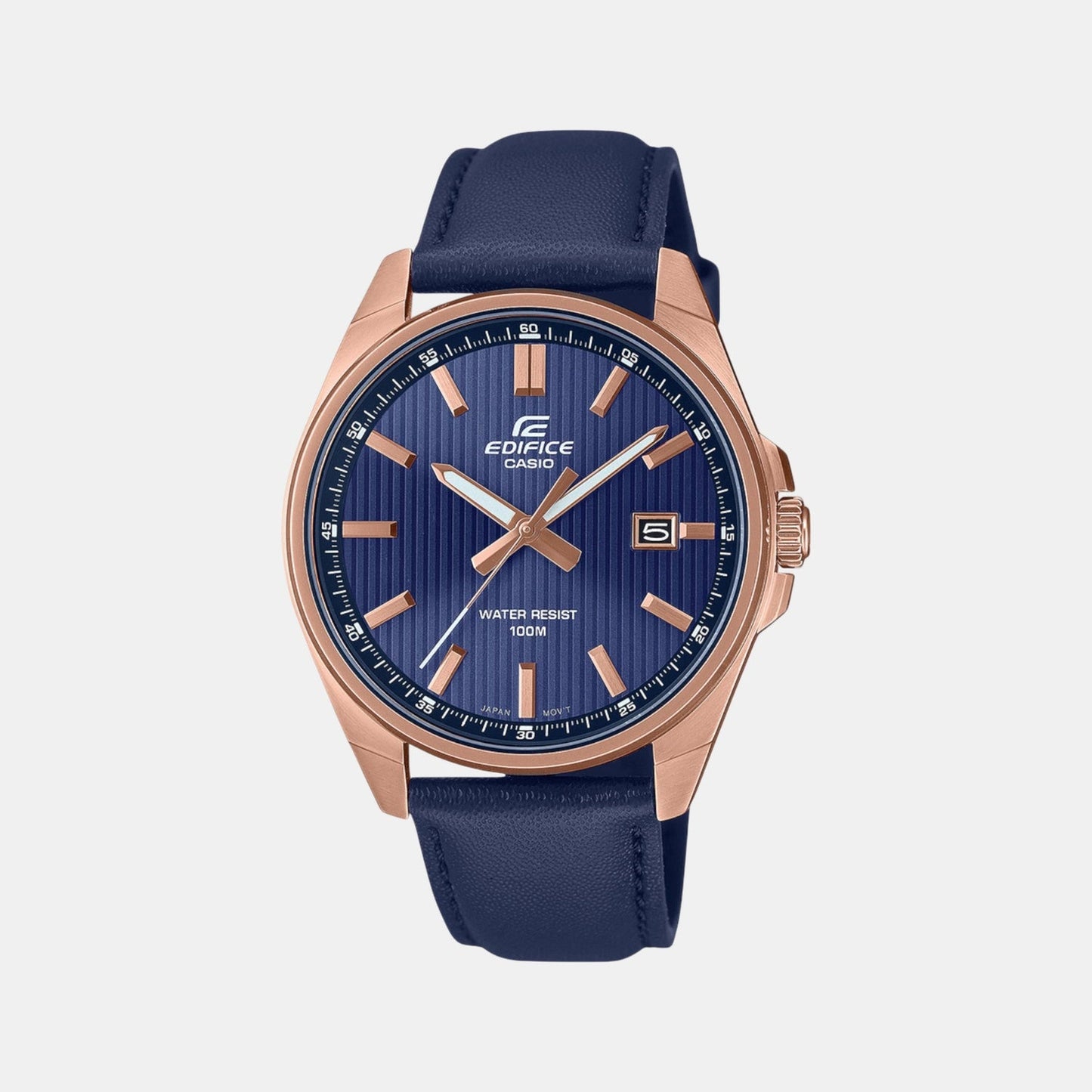 Edifice Men Quartz Blue Dial Analog Leather Watch ED617