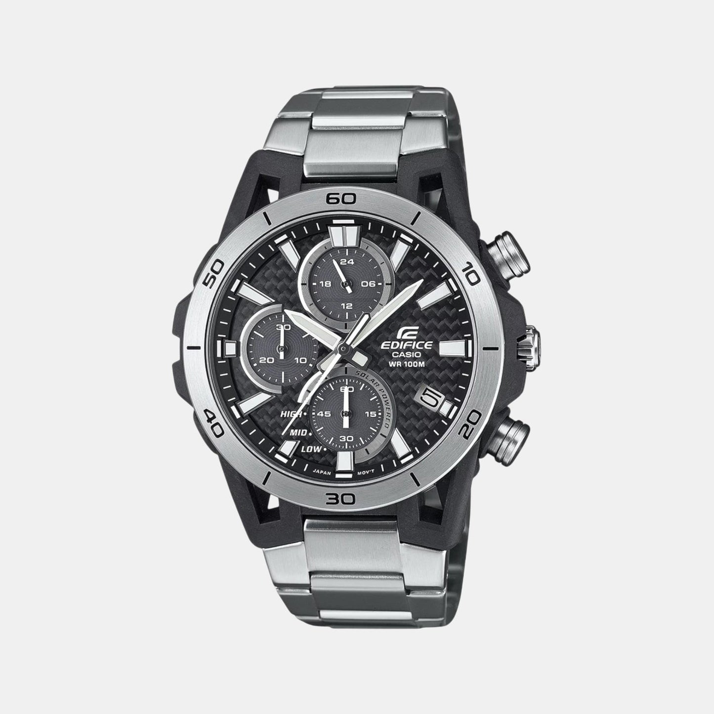 Edifice Men Quartz Silver Dial Chronograph Stainless Steel Watch ED628