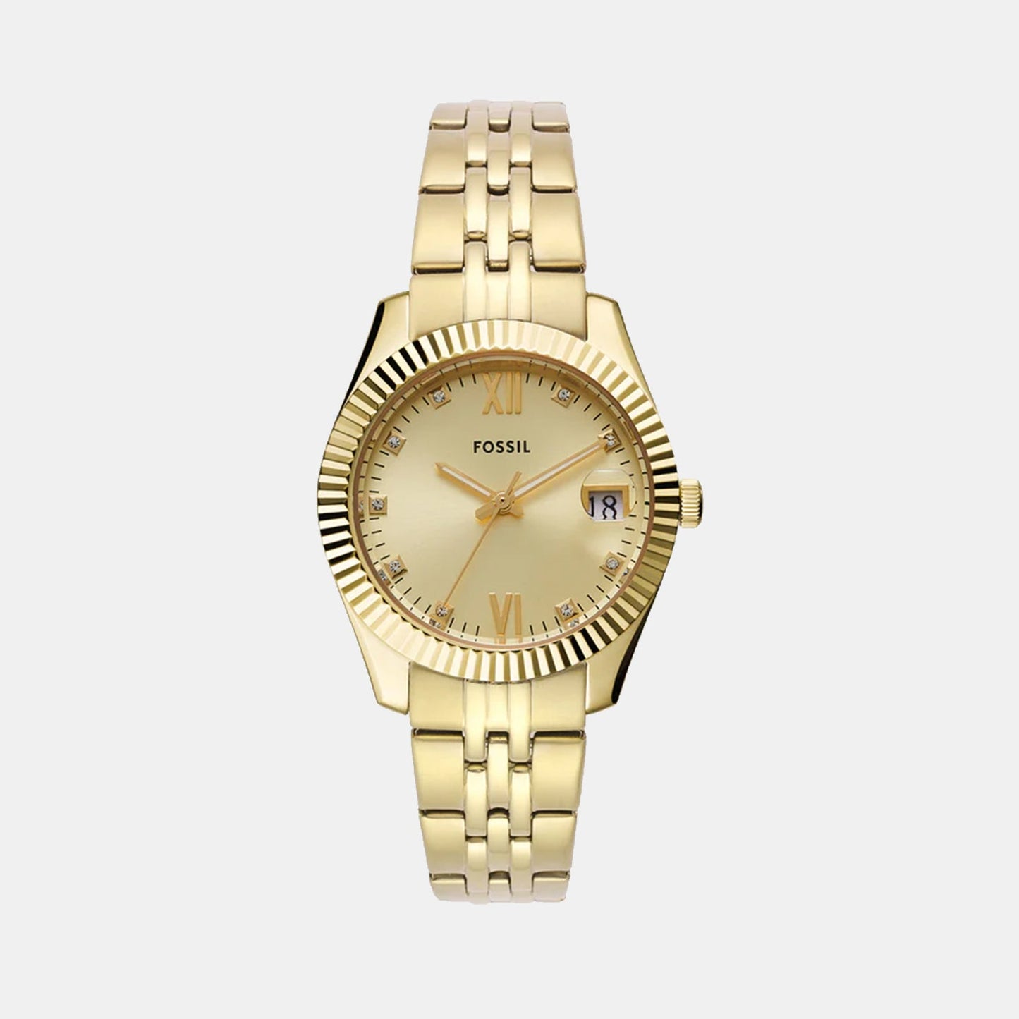 Scarlette Women Quartz Gold Dial Analog Stainless Steel Watch ES5338