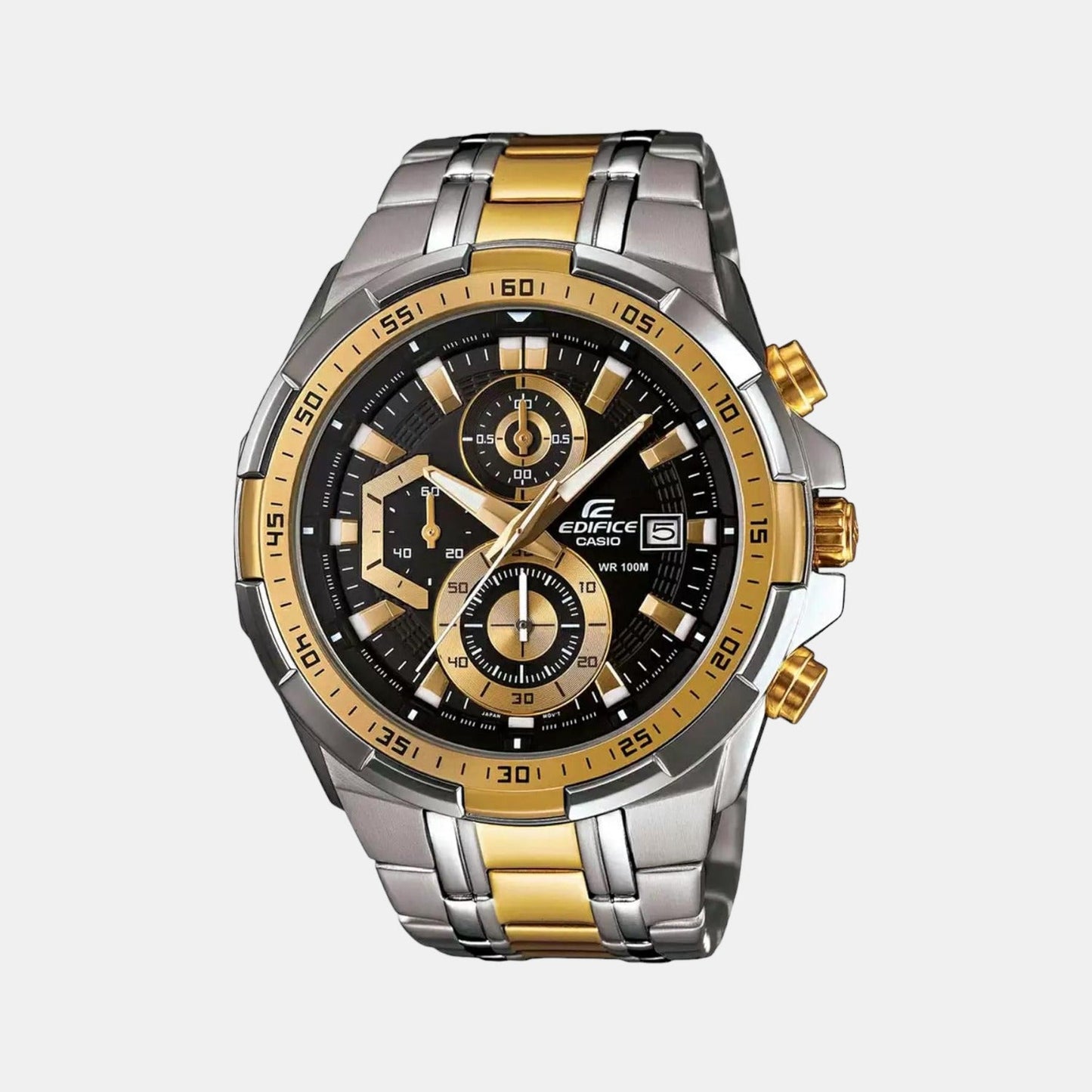 Edifice Men Quartz Black Dial Chronograph Stainless Steel Watch EX188
